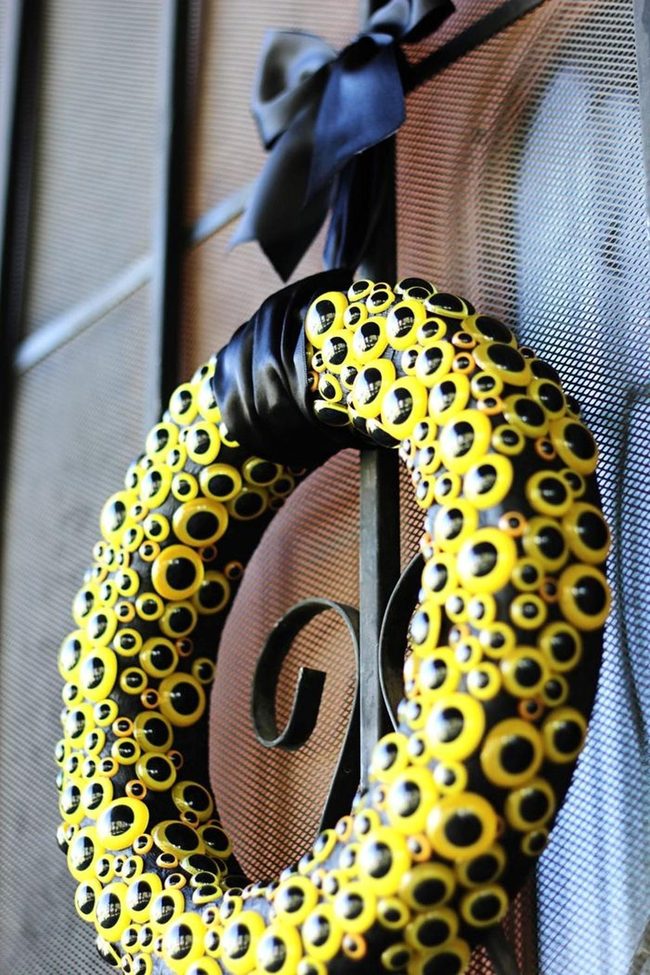 Yellow Petals Black Ribbon Wreath