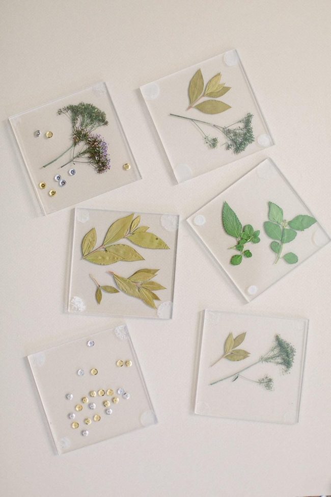 Real Leaves With Gold Sequin Shimmer