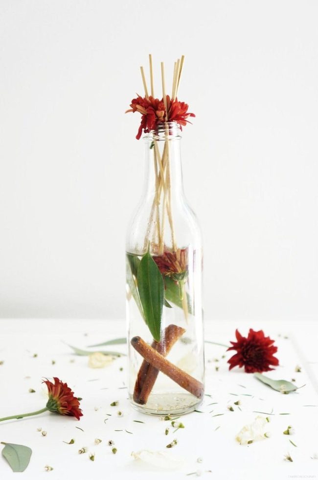 Red Flowers Through Clear Glass