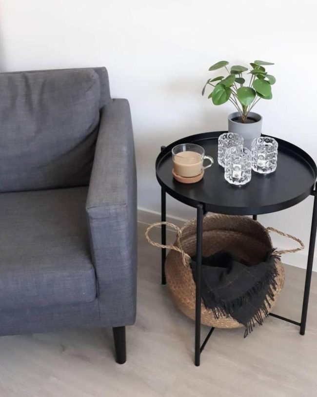 Black Steel Tray Table With Removable Top