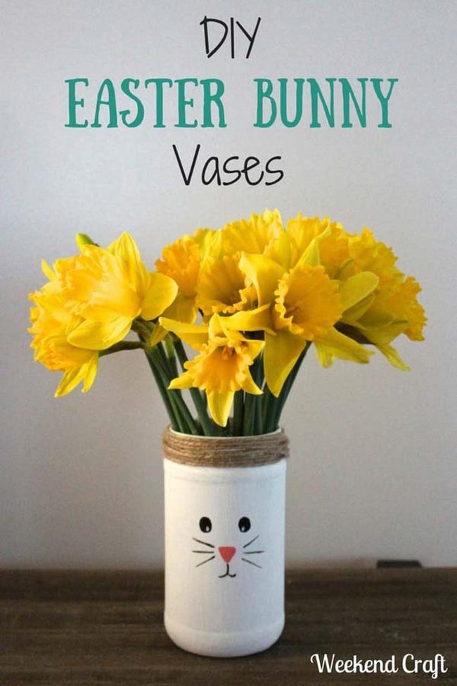 Painted Bunny Glass Jar