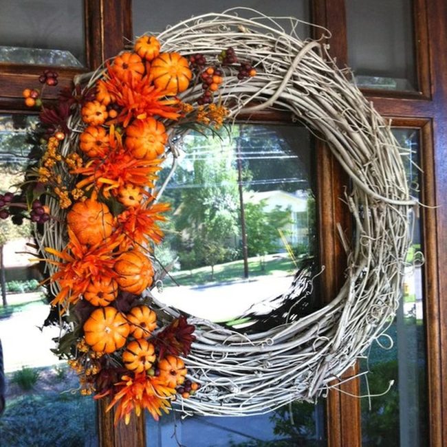 Orange Pumpkins White Branches Fall