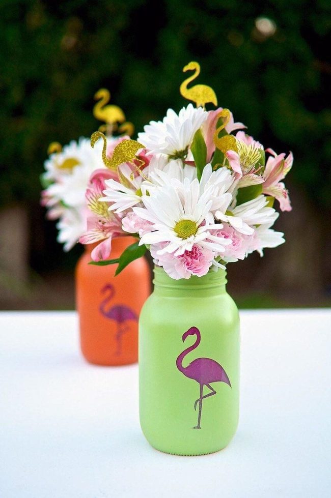 Pink And Black Striped Vases