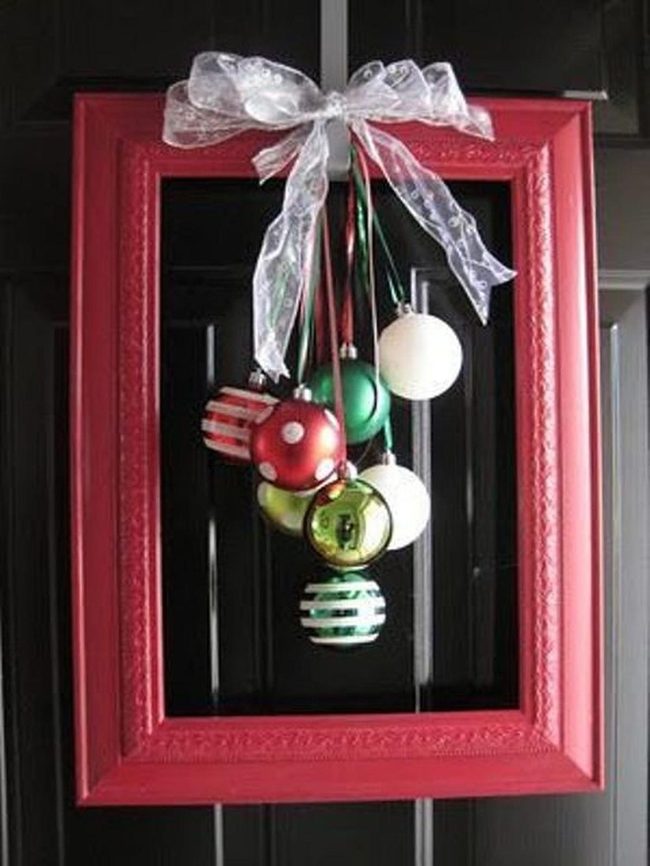 Red Frames, Striped Ornaments, Dark Door