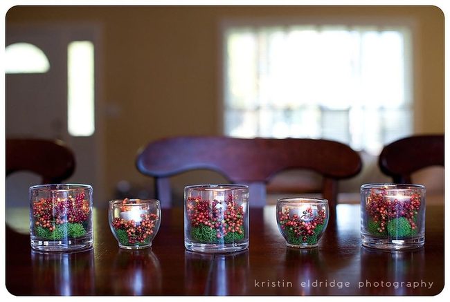 Red Berries Glass Candlelight