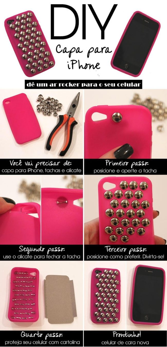 Silver Studs Pink Phone Case