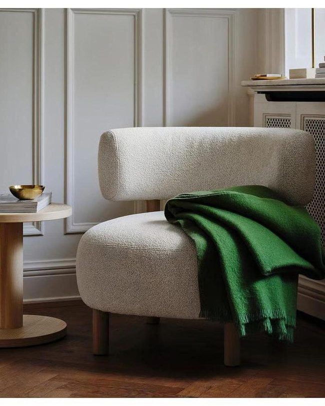 Creamy White Boucle Statement Chair