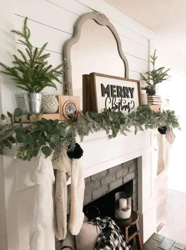 White Brick Fireplace Mantel