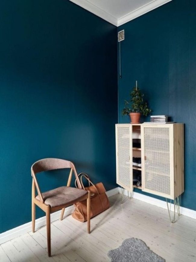 Blue Walls, Light Wood Floors