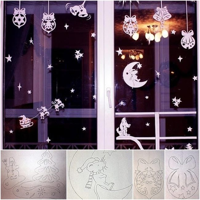 White Stars And Moon Window Stickers