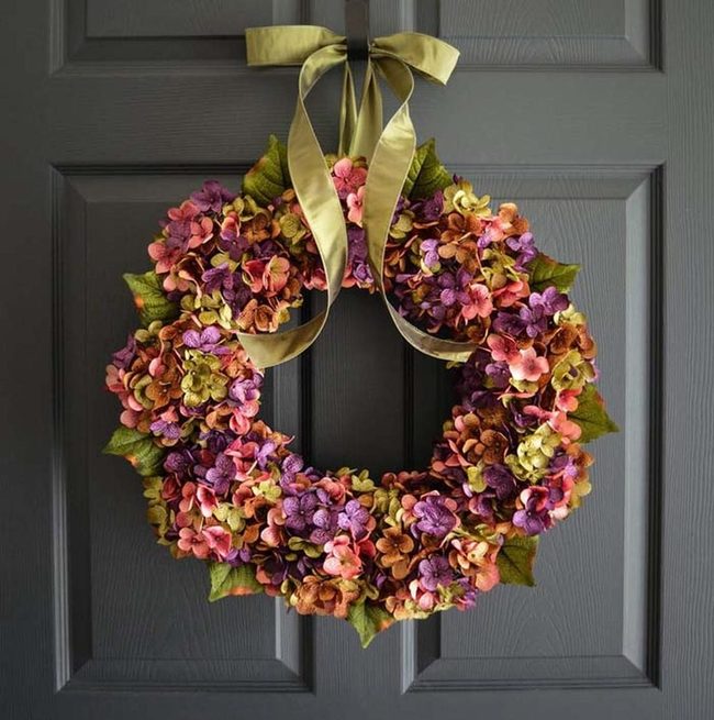 Colorful Hydrangea Door Wreath