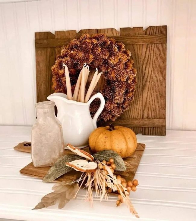 Dried Leaves Wreath Orange Kitchen