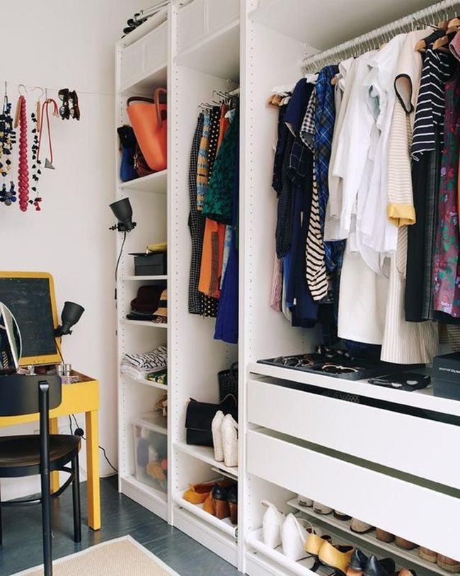 White Shelving Yellow Accent Corner
