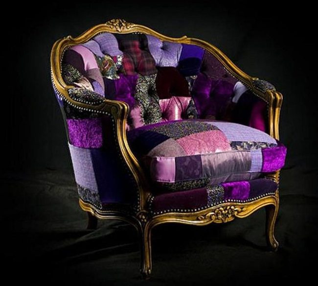 Purple Pink Patchwork Velvet Chairs