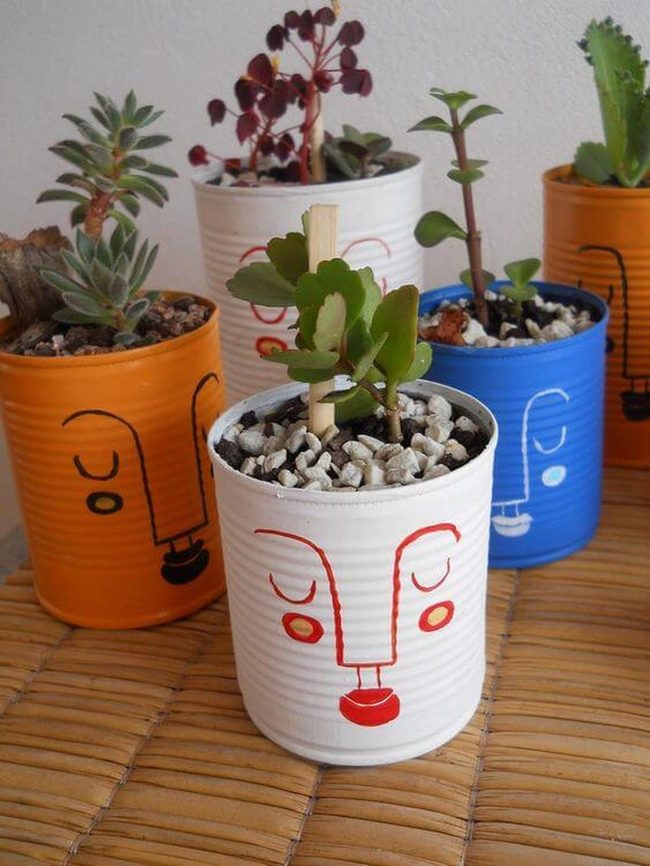 Illustrated Tin Cans With Vibrant Orange Blue