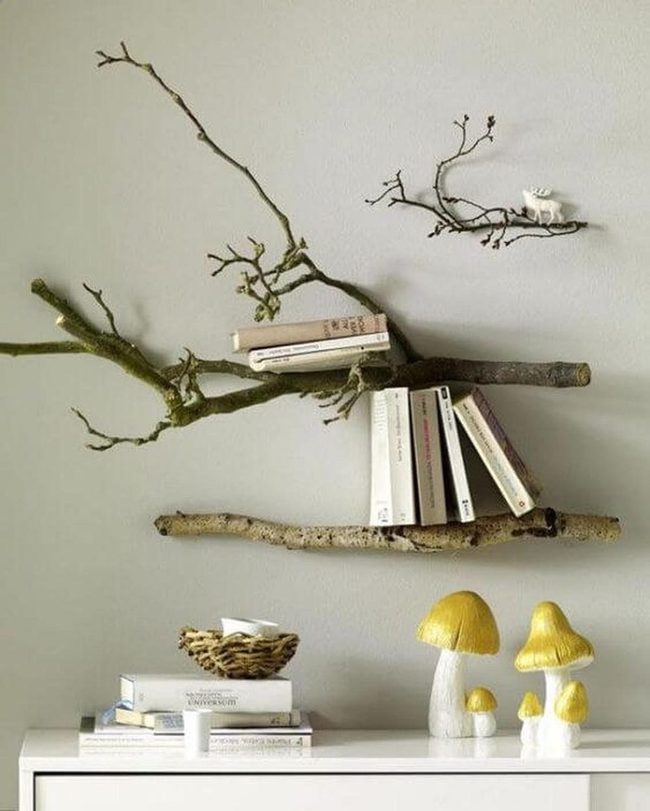Wooden Branches Yellow Mushrooms