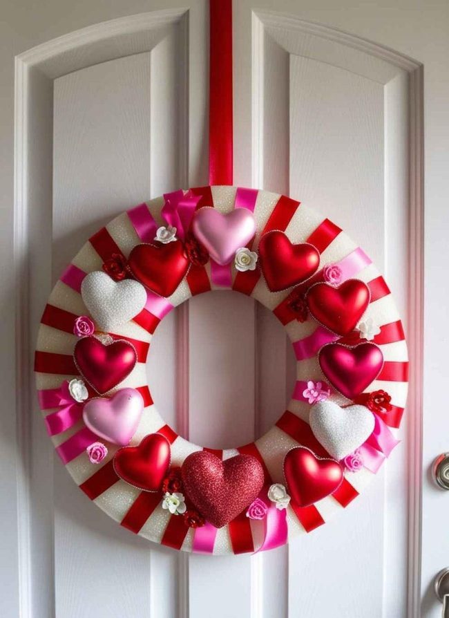 Pink Ribbon Heart Wreath