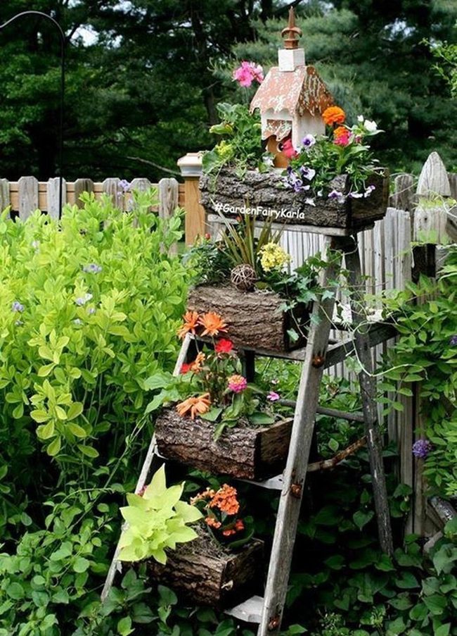 Cascading Blooms Wooden Ladder