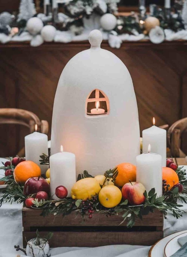 Luminous Citrus And Candle Arrangement