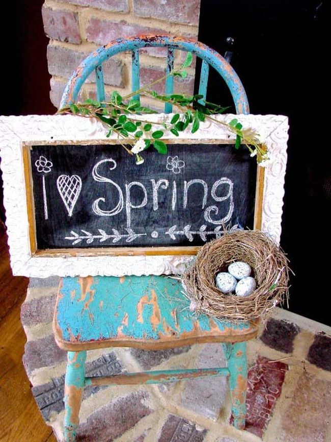 Weathered Farm Chair Easter Display