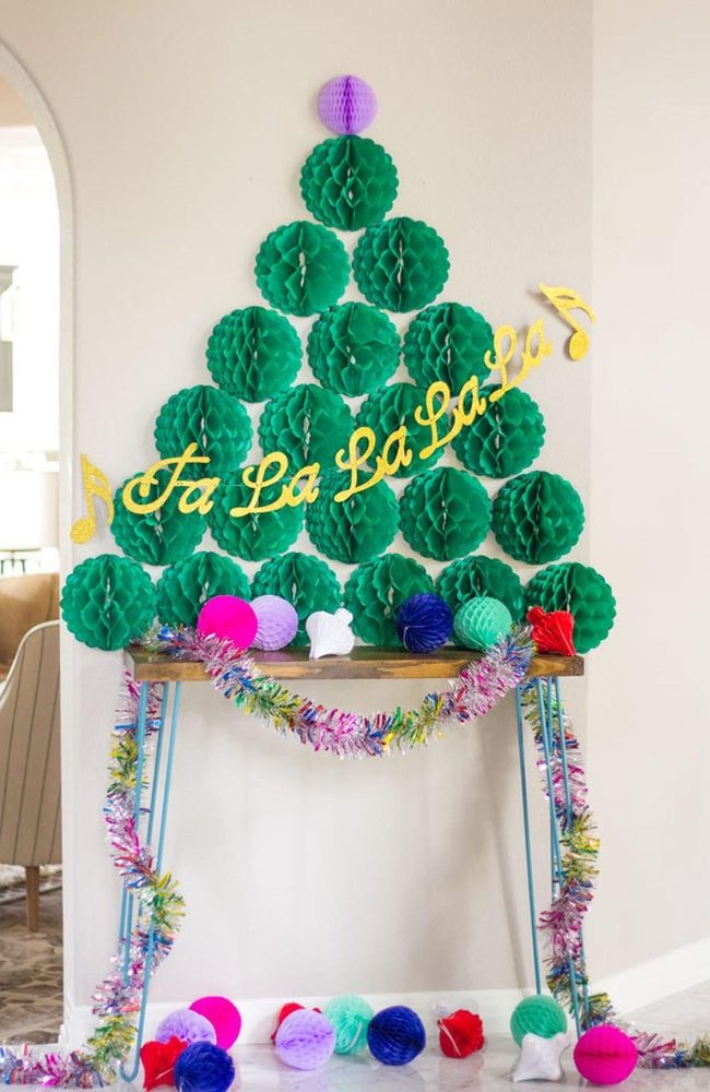 Green Honeycomb Tree With Purple Top
