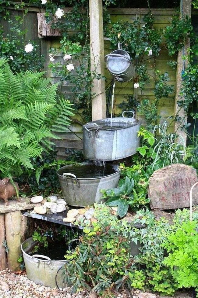 Cascading Metal Tub Fountain