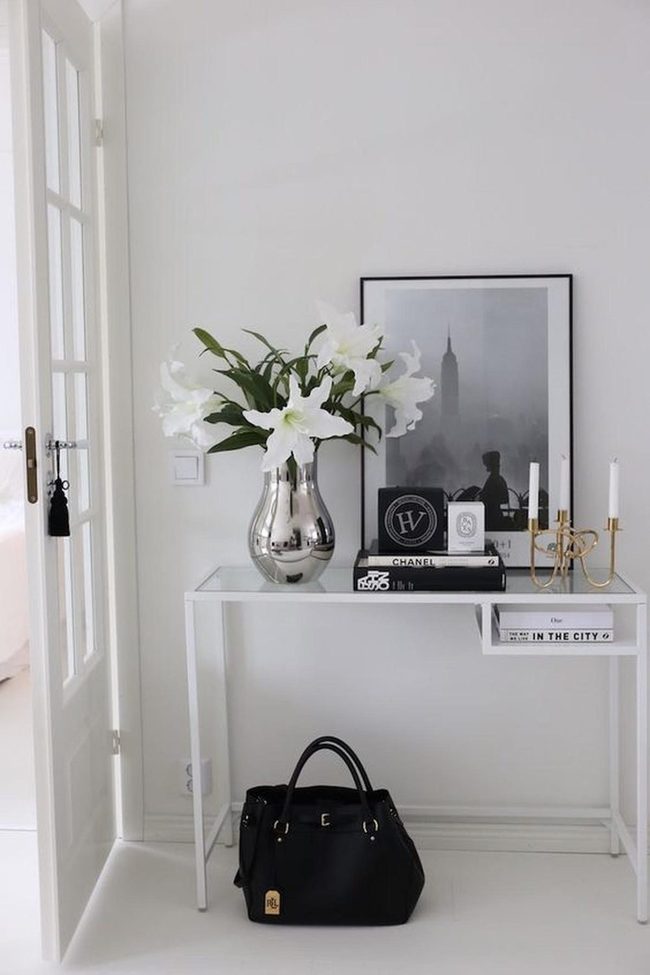 White Flowers Silver Vase Sunlight