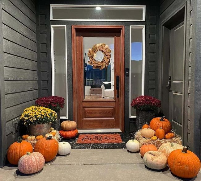 Wooden Door Autumn Harvest Porch