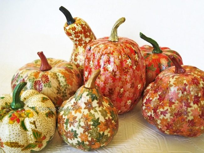 Orange Pumpkins With Leaf Patterns
