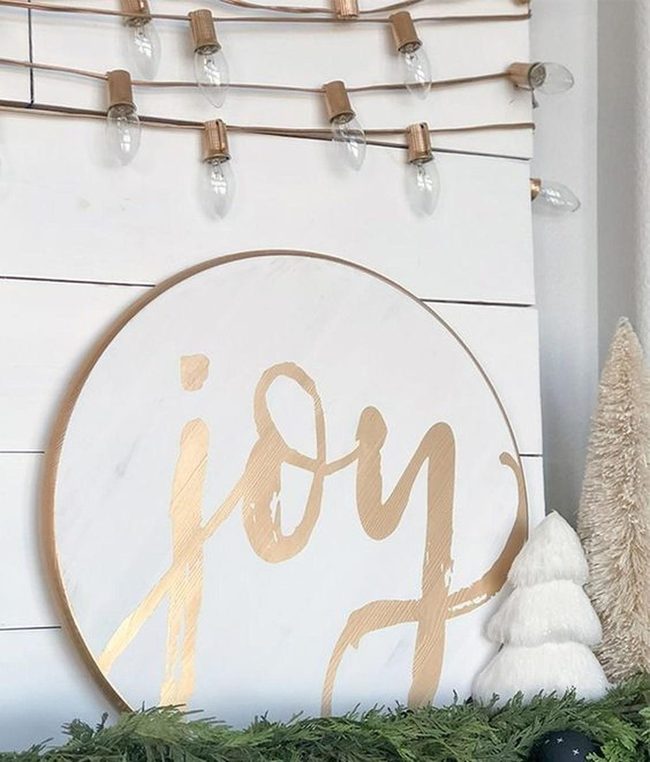 Gold Joy Sign On White Shiplap