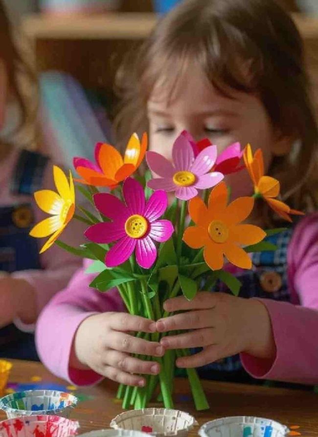 Painted Carton Paper Flowers