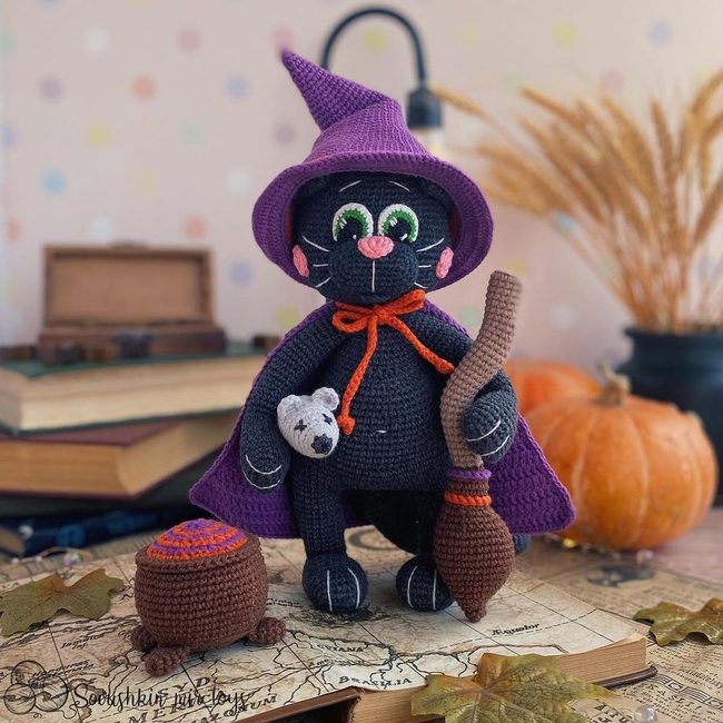 Black Crochet Witch Cat