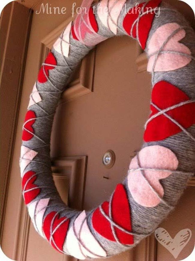 Plaid Felt Hearts Wreath