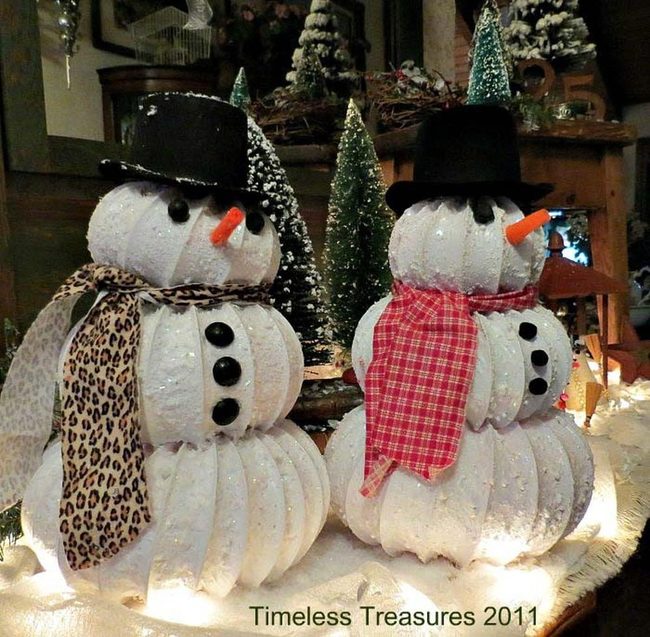Glittery Dryer Hose Snowmen