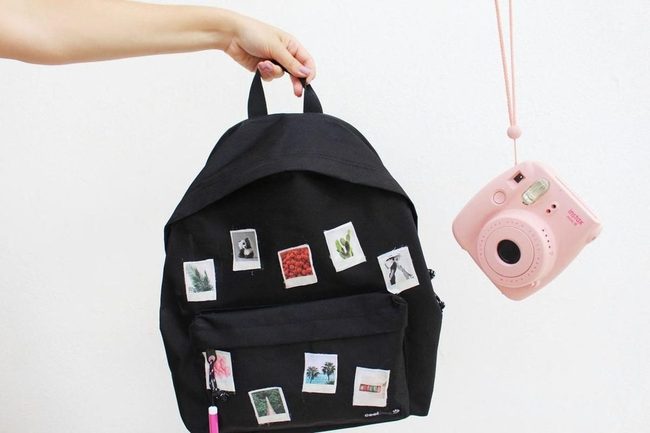Black Backpack With Photo Patches
