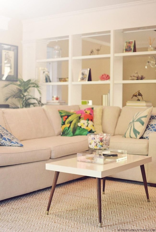 Sunlit Beige Living With Botanical Touches