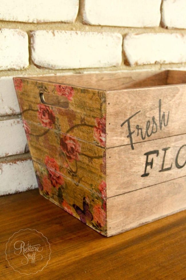 Wood Bin Blooms Storage