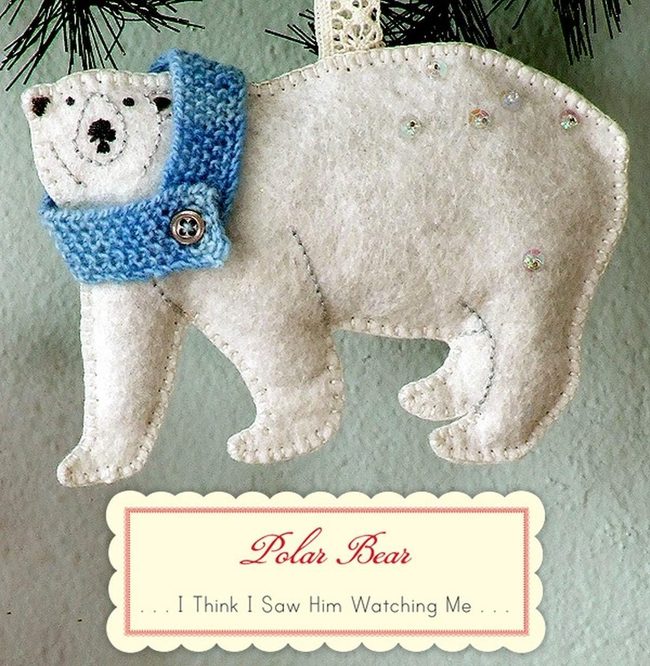 White Felt Bears With Beaded Backs