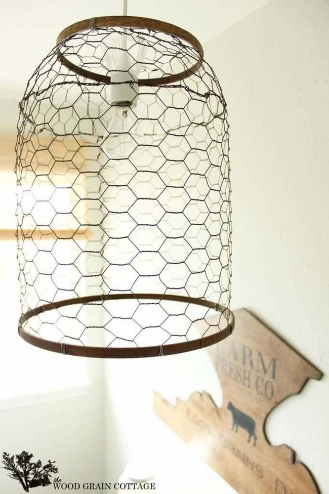 Chicken Wire Lampshade With String Lights