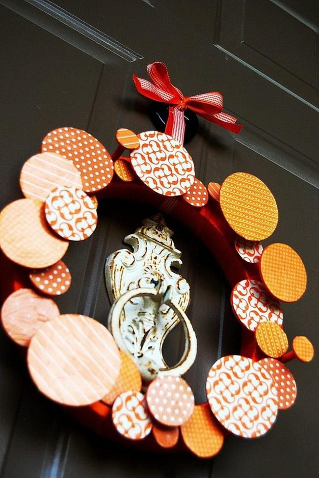 Orange Pattern Circles Wreath