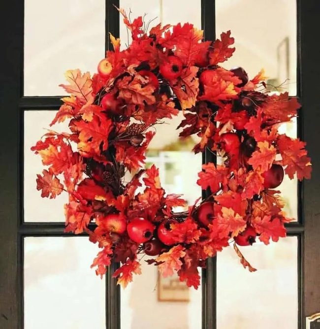 Black Door and Crabapple Fruit Wreath