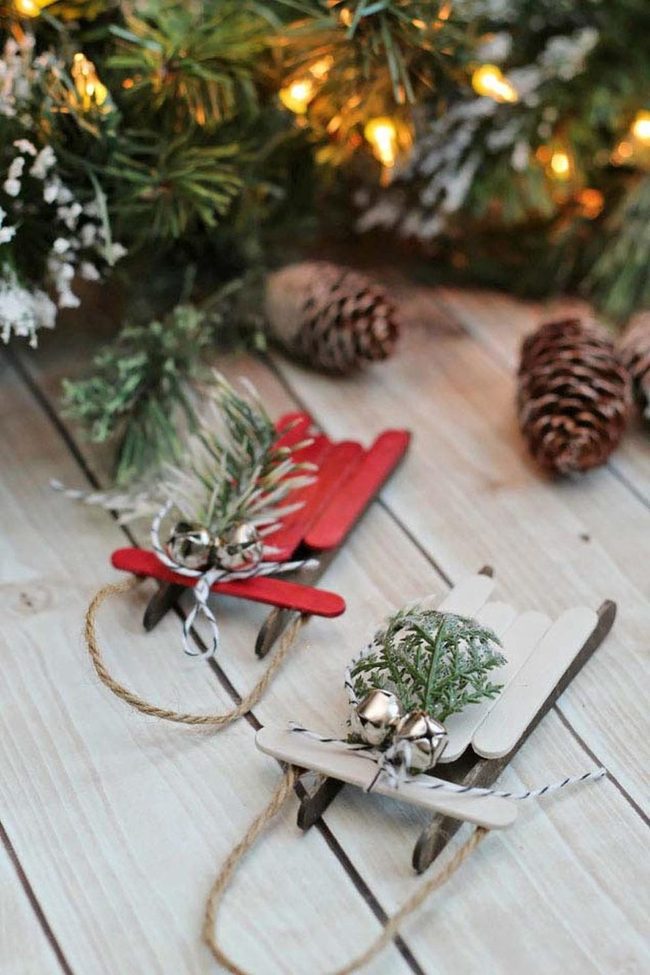 Miniature Wood Sleds, Handmade Ornaments