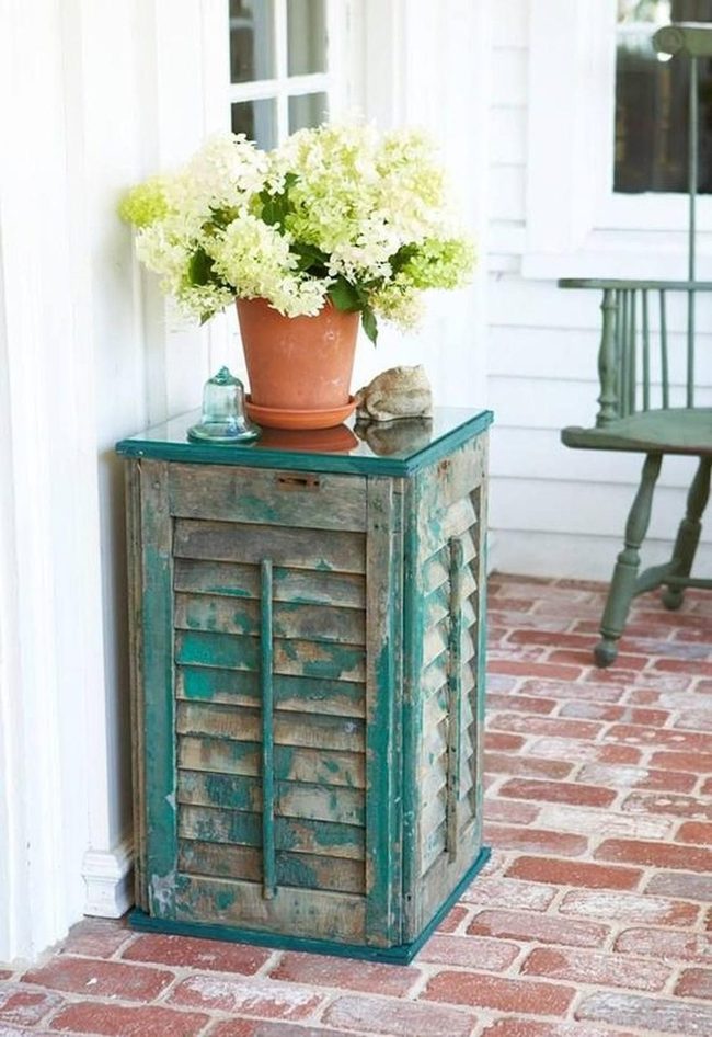 Weathered Teal Cabinet Corner