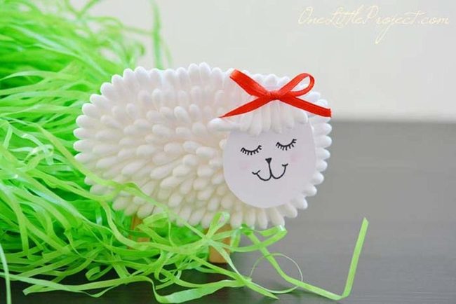 Fluffy White Cotton Sheep Craft