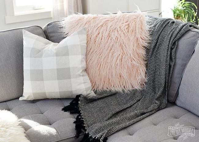 Gray Sofa Corner With Diamond Throws