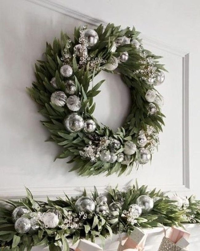 Fresh Green Leaves Silver Sparkle