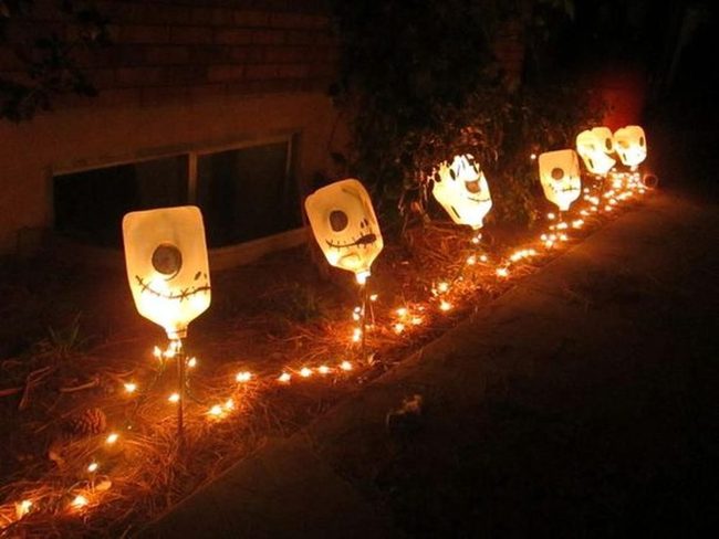Glowing Jack-O'-Lanterns Light Pathway