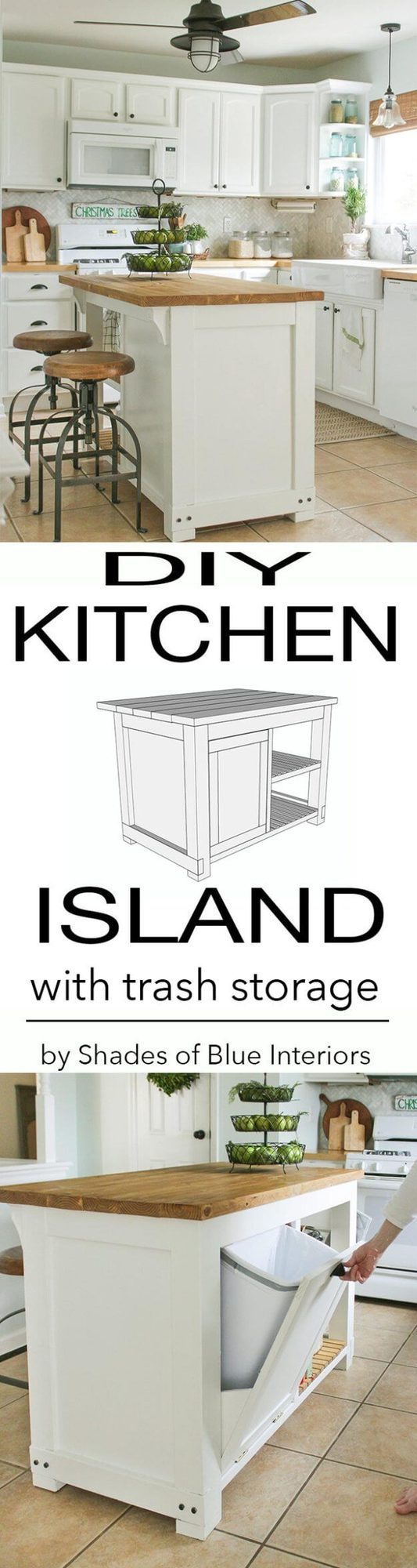 Hidden Pull-Out Trash Bin Island