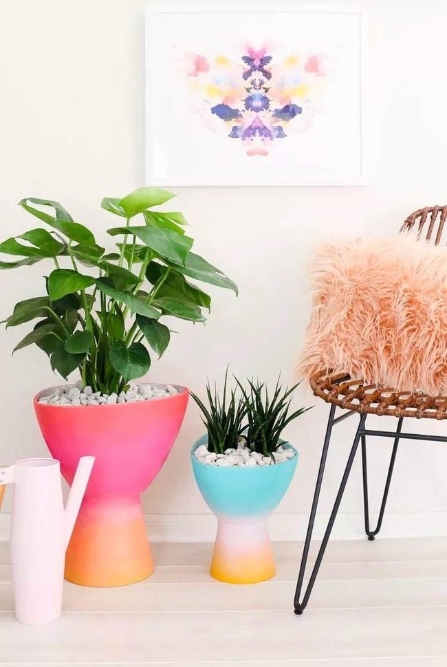Gradient Spray Paint Planters