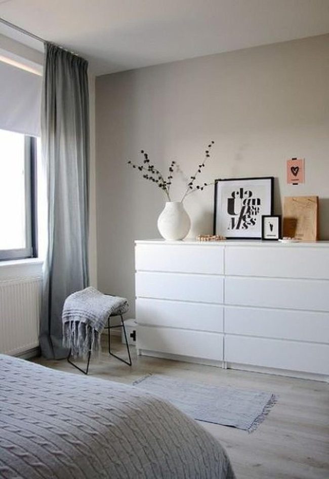 White Dresser With Minimalist Monochrome Art
